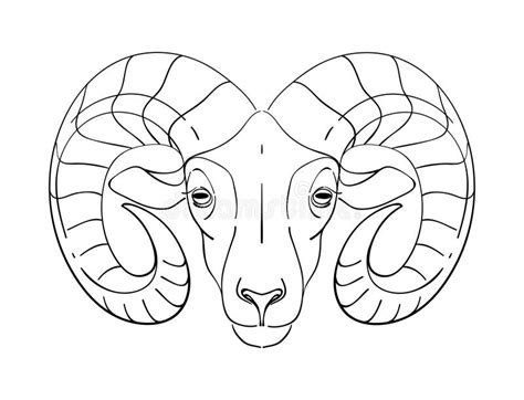 Aries Zodiac Sign, Line Drawing by Hand, Symbol for Astrology, Ram Head ...