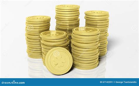 Stacks Of Golden Coins With Red Arrow Up Symbol. Diagram Of Revenue ...