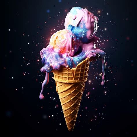 Premium AI Image | Ice cream cone with multicolor ice cream