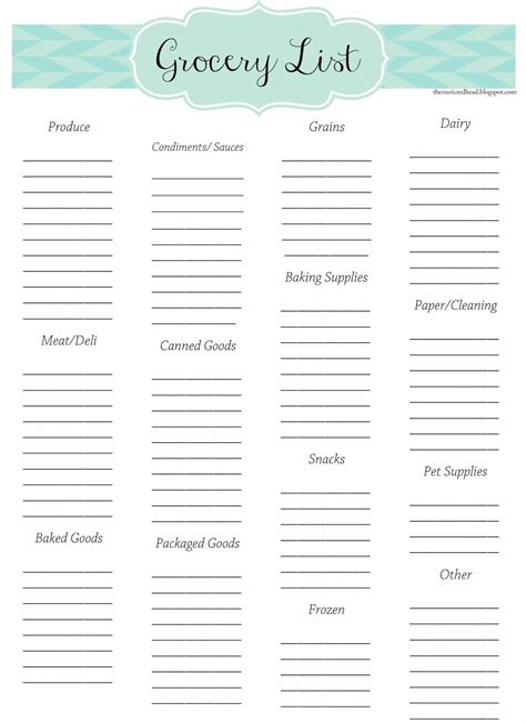 Blank Grocery List Printable Web Take Your Pick From These Fantastic ...