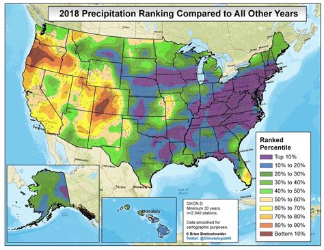 Map : United States 2018 precipitation ranked compared to all other years - Infographic.tv ...