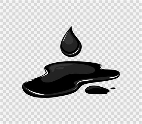 Oil puddle. Spill of black liquid with a drop. Vector cartoon illustration isolated background ...