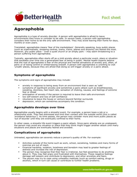 Agoraphobia - Better Health Channel.