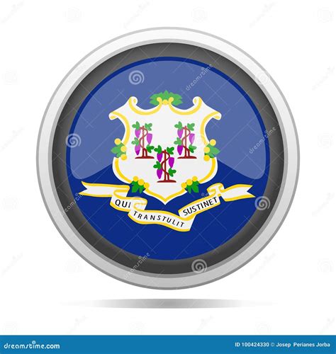 Connecticut Flag Round Metal Symbol Design City Vector Art Stock Vector ...