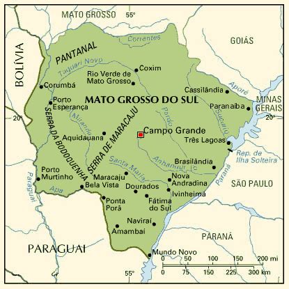 Map of Mato Grosso, Brazil