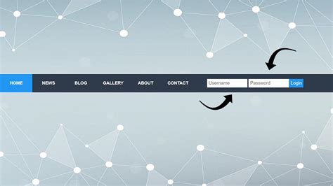 Navigation menu bar with login form - Techmidpoint