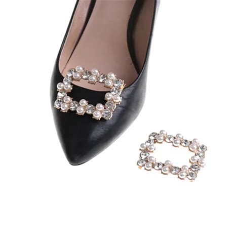 1PCS Crystal Rhinestones Charm Faux Pearl Shoe Clips Decorative Accessories Bridal Shoes ...