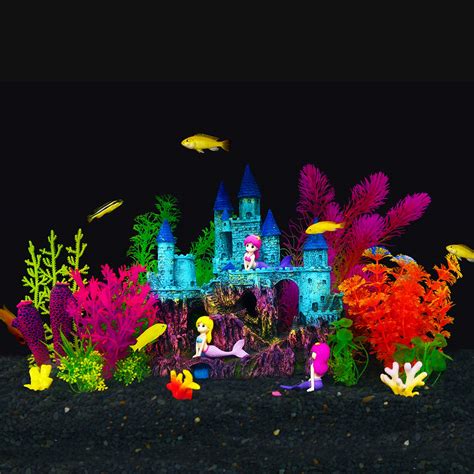 Buy GreenJoy Aquarium Fish Tank Decorations Theme Set Plastic s Fish ...