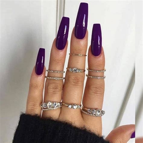 Get Trendy with Purple Coffin Nails with Design: 10 Eye-Catching ...