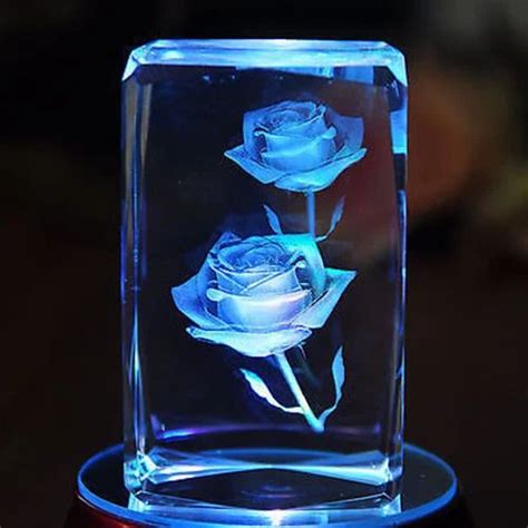 Crystal 3D Laser Engraving Roses Cube at Rs 390 | Crystal Engraved ...