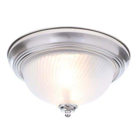 Hampton Bay 2 Bulb Ceiling Light Fixture in Brushed Nickel Flush Mount ...