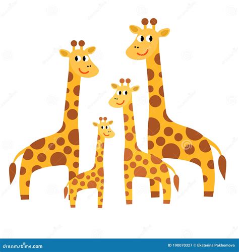 Cute Giraffe Family Cartoon Vector | CartoonDealer.com #26175487