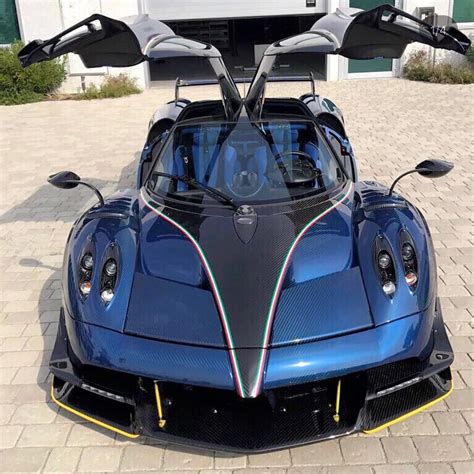 Pagani Huayra BC “Nerazzurra” made out of exposed Blue & Black carbon fiber w/ Tricolore stripes ...