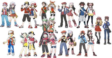 All the Player Characters and their designs from the Main Games. | Pokémon | Know Your Meme