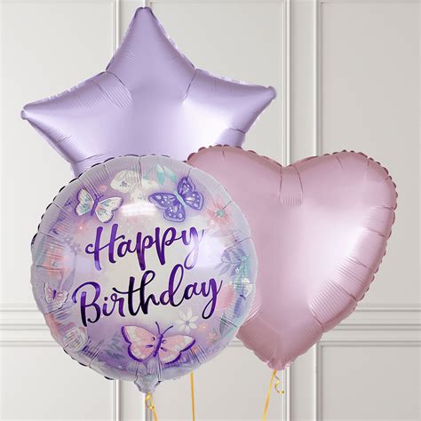 Happy Birthday Butterfly Balloon Trio - BALLOONBX