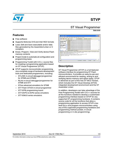 ST Visual Programmer | PDF | Microcontroller | Computer Programming