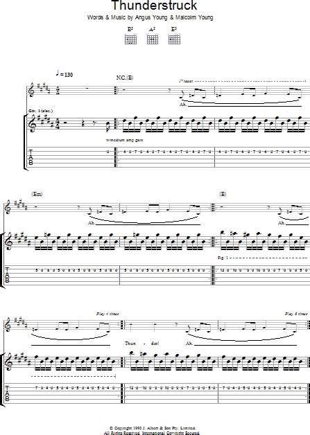 Thunderstruck - Guitar TAB | zZounds