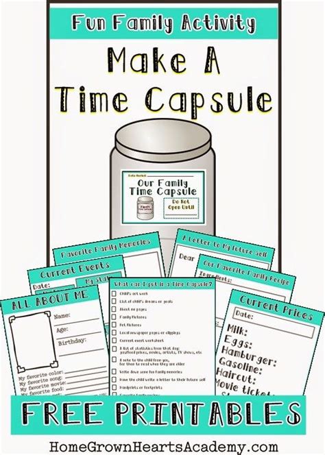 FREE Make a Time Capsule Printables | Time capsule kids, Time capsule, Fun family activities