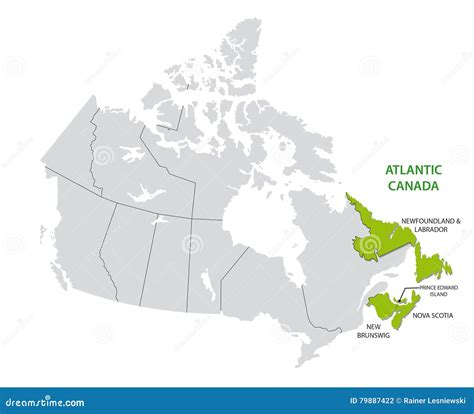 Survey Map of the Canadian Atlantic States, Atlantic Canada Stock Vector - Illustration of ...