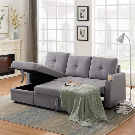 Buy Merax 81inch Reversible er Sectional Sofa with Storage and 2 Cup Holder -Contemporary Corner ...