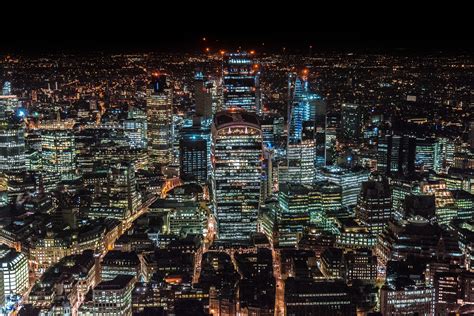 wallpaper london, united kingdom, skyscrapers, top view, night city HD ...