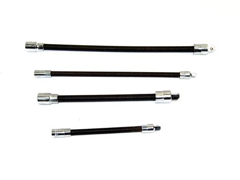 4 pc Flexible Shaft Socket Extension Bar Flex Set 6" 8" 10" 12" 1/4 ...