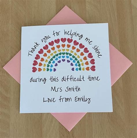 Rainbow Teacher Thank You Card Personalised Teacher | Etsy | Teacher thank you cards, Teacher ...