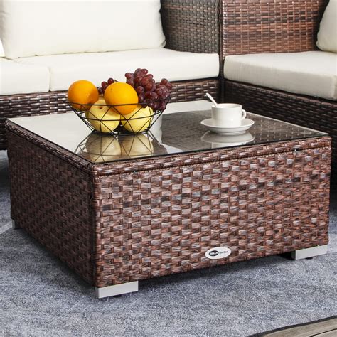 Outdoor Coffee Table for Patio Table Wicker Patio Coffee Table Lawn ...