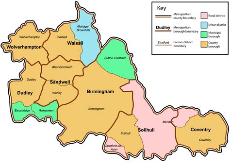 County of West Midlands map | Coventry, Birmingham, Weste