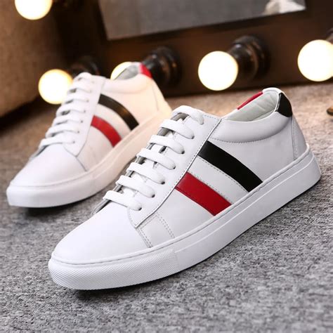 New White Shoes for Men Genuine Leather Sneakers Large Size Lace up Casual Shoes Stylish Solid ...