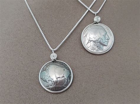 Buffalo Head Nickel Necklace, Sterling Silver Artist Detail, Old ...