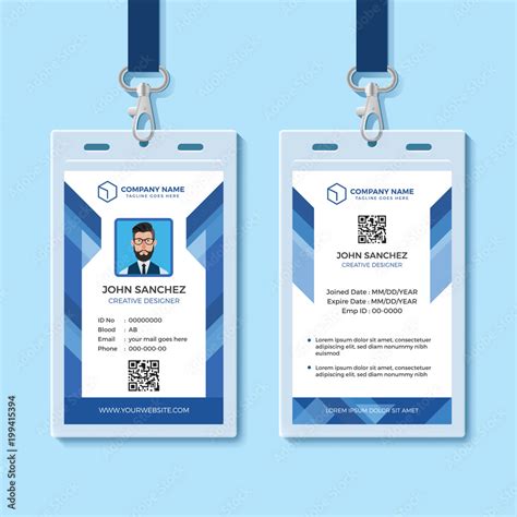 Blue Employee ID Card Design Template Stock Vector | Adobe Stock