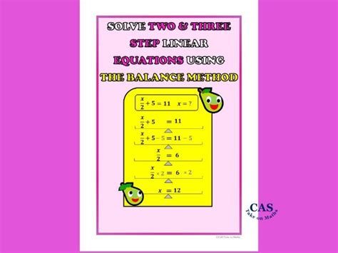 Solve Two & Three Step Linear Equations-Balance Method | Teaching Resources