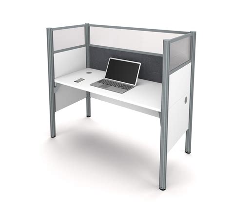 62" Pro-Biz White Desk with 55" Privacy Panel & Gray Tack Board - OfficeDesk.com