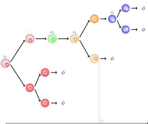 A realisation of the stochastic process following the genealogy of a ...