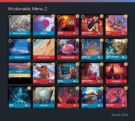 Wcdonalds Menu 2 Lorcana Deck • Lorcana.GG