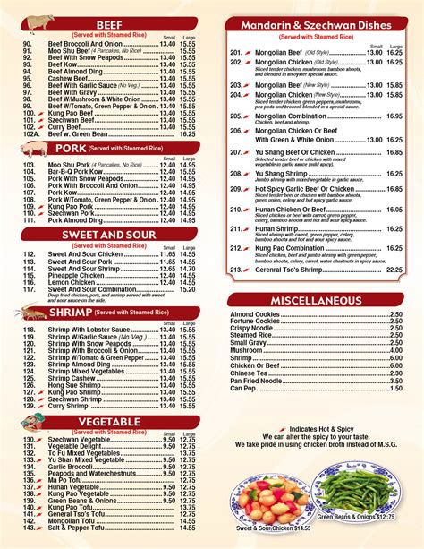 Chinese Palace Menu