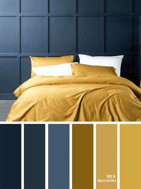 25 Best Color Schemes for Your Bedroom { Navy blue and mustard bedroom ...