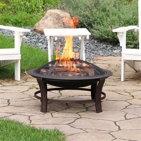 Sunnydaze Elevated Round Fire Pit Bowl with Stand Set- Portable ...