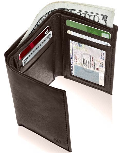 Genuine Leather Trifold Wallets For Men - Mens Trifold Wallet With ID Window Gifts For Men RFID ...