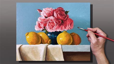 Acrylic Painting Fruits and Flowers Still Life - YouTube