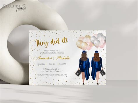 Personalized Twins Graduation Invitation, Class of 2023 Graduation ...