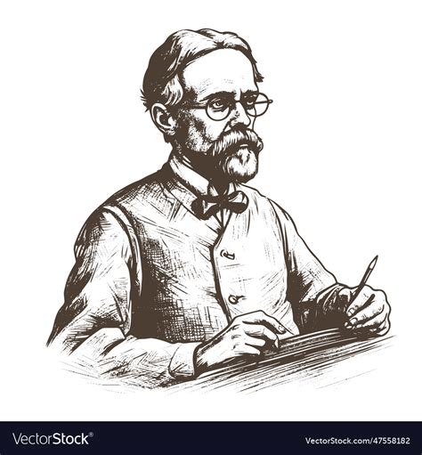 Professor drawing isolated hand drawn engraved Vector Image