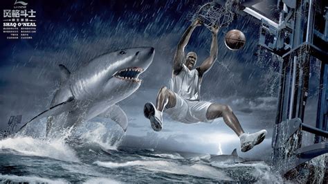 Shaq Dunk On Shark HD Wall Wallpapers - HD Wall Wallpapers