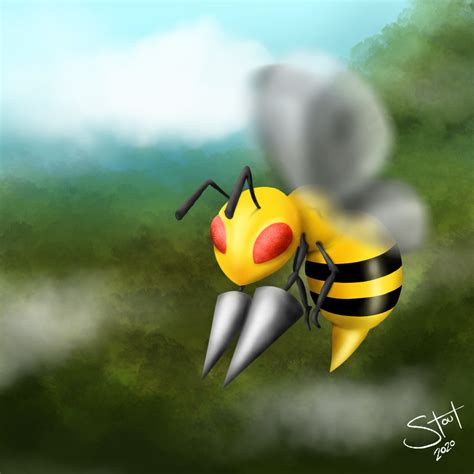 Daily Pokémon Drawing - A Beedrill buzzing above the trees : r/pokemon