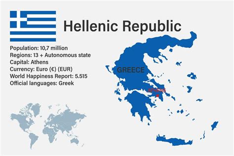 Highly detailed Greece map with flag, capital and small map of the world 25756371 Vector Art at ...