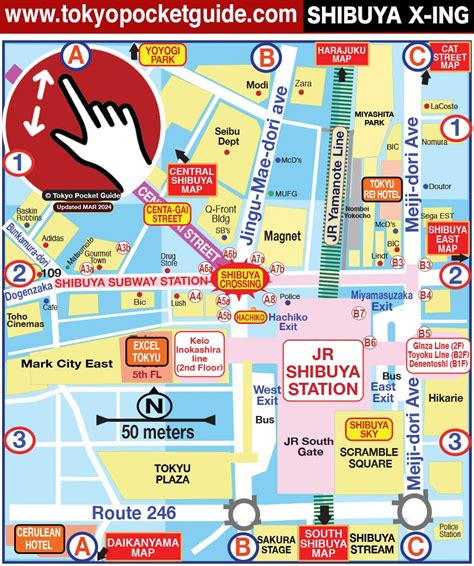 TOKYO POCKET GUIDE: Shibuya Crossing Map in English