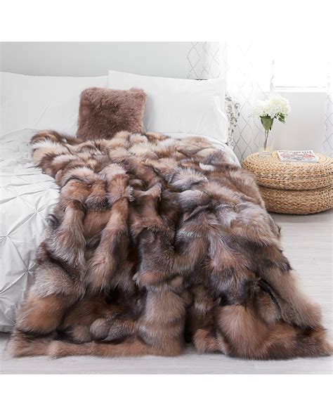 Crystal Fox Fur Blanket for Luxurious Home Decor at FurSource.com