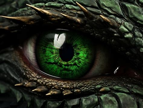 Premium AI Image | Green dragon eye Deep green eye of a wooden Dragon ...