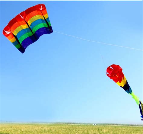 New Multi color Single Line Parafoil Kite / Soft Rainbow Kites With ...